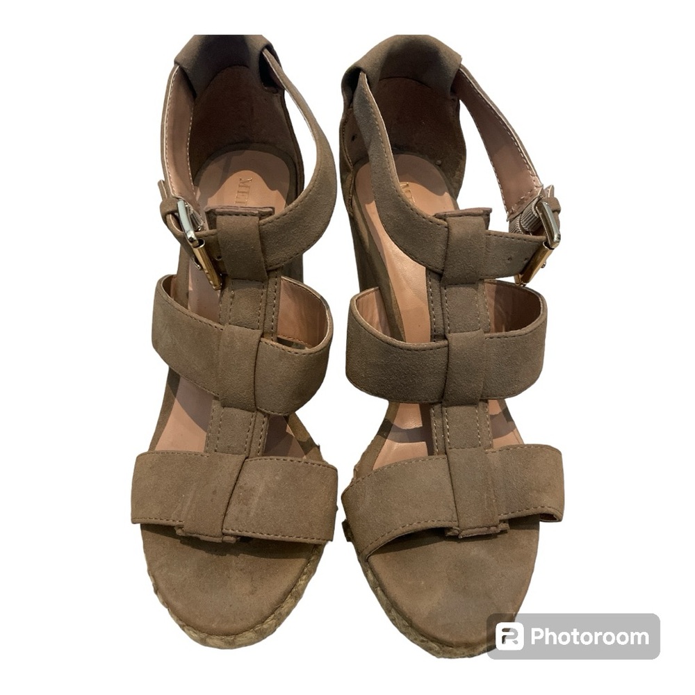 Merona Tan Faux Suade Wedge Strappy Espadrille Women's 7